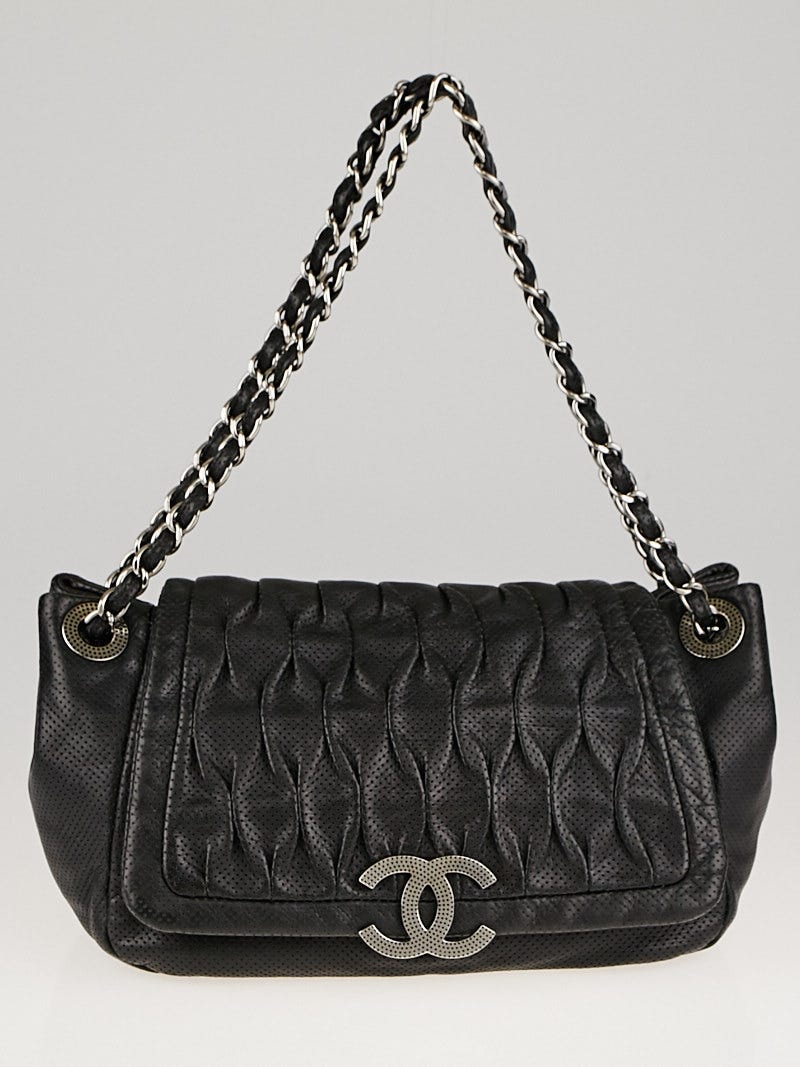 Chanel Black Perforated Leather CC Accordion Flap Bag - Yoogi's Closet