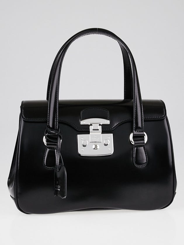Gucci Black Smooth Leather Lady Lock Small Satchel Bag