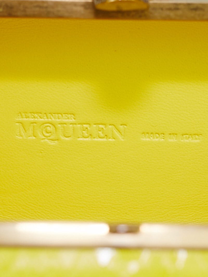 Alexander McQueen Yellow Snakeskin Bee Punk Skull Box Clutch