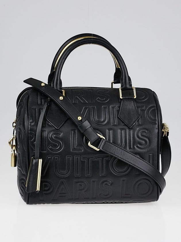 Louis Vuitton Limited Edition Black Monogram Paris Embossed Leather Speedy Mini Bag