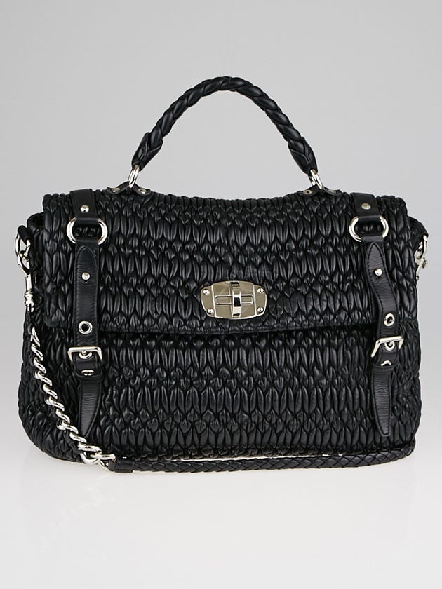 Miu Miu Black Cloquet Nappa Leather Satchel Bag