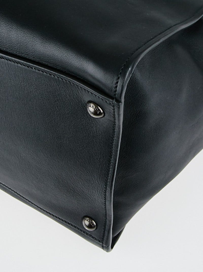 Prada Black City Calf Leather Twin Pocket Double Handle Tote