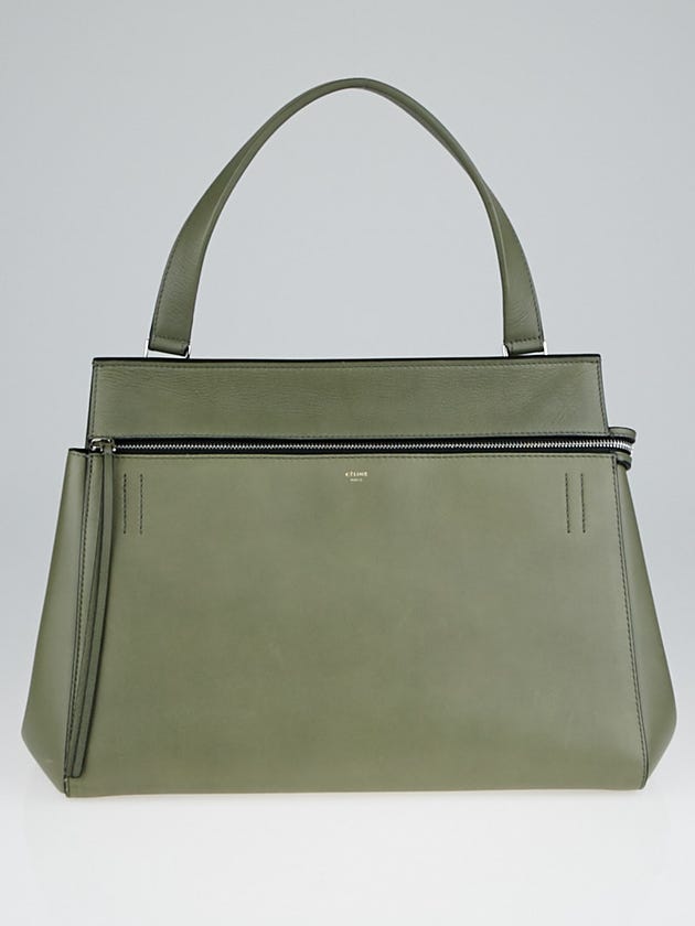 Celine Grey Drummed Leather Large Edge Shoulder Bag