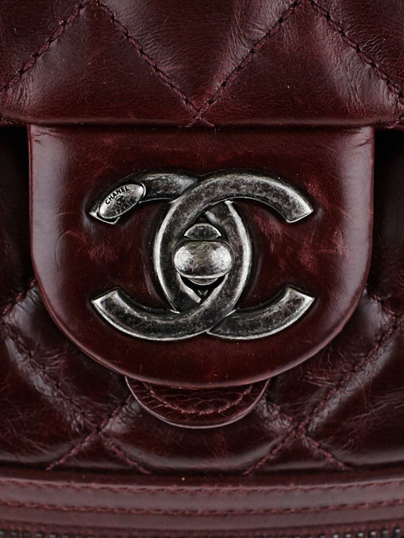 Chanel Quilted Calfskin CC Flap Bag Burgundy
