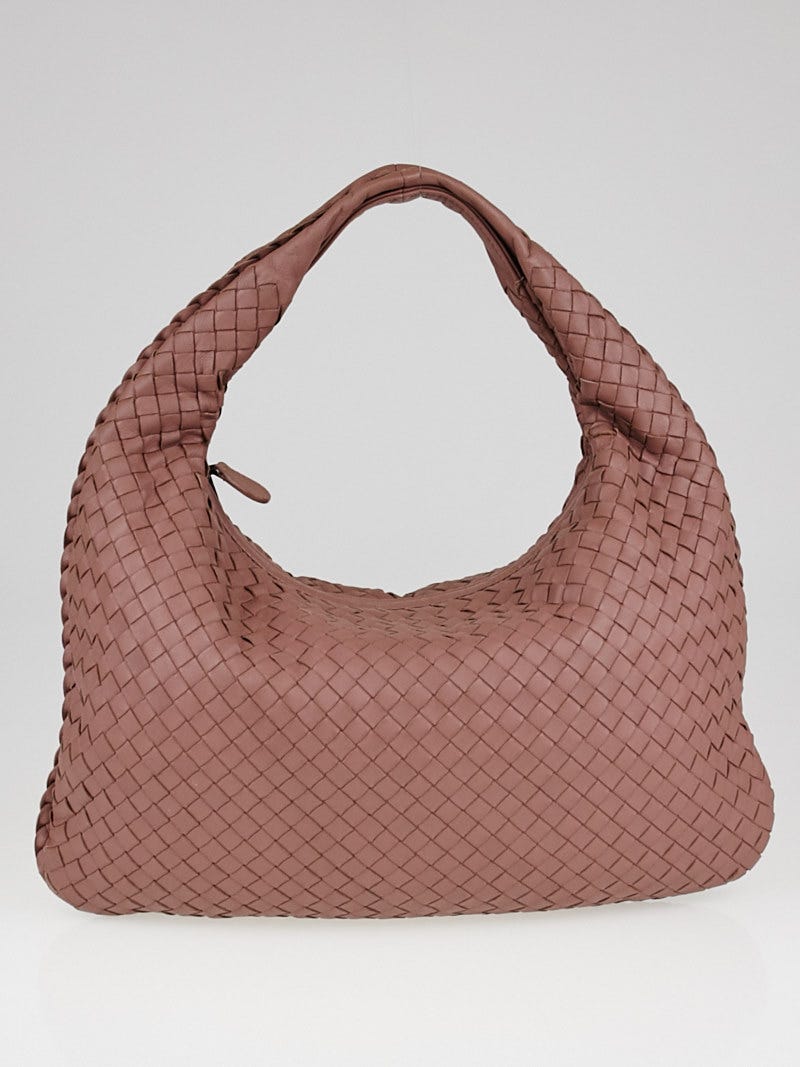 Bottega Veneta Dusty Rose Intrecciato Woven Nappa Leather Medium Veneta Hobo Bag