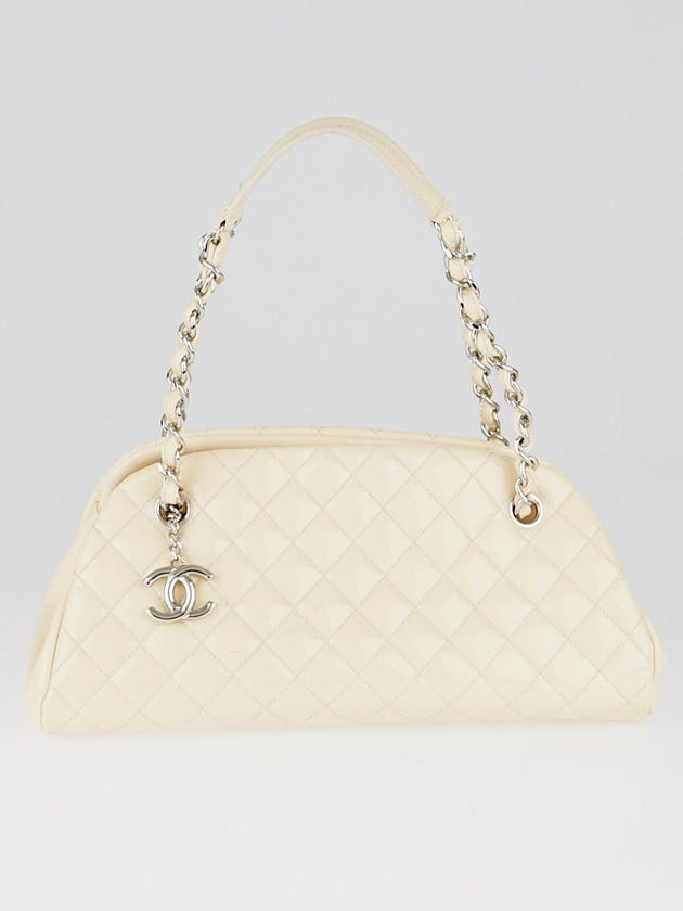 Chanel Beige Quilted Patent Leather Just Mademoiselle Bowling Bag