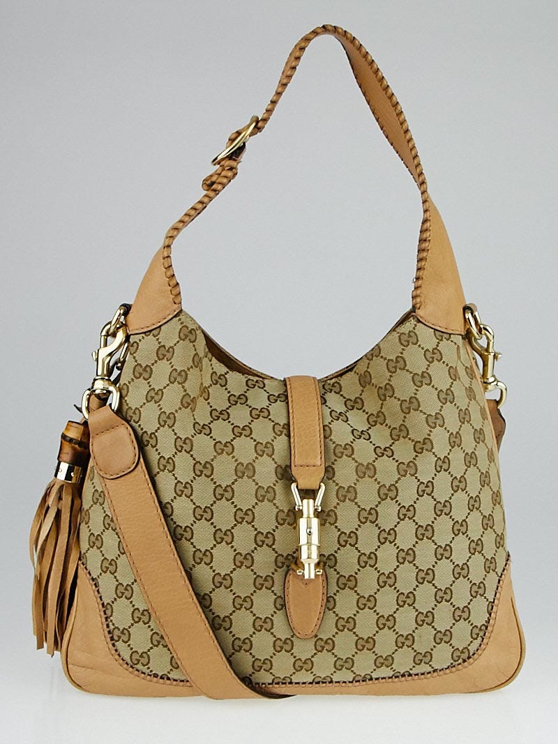 Gucci Beige GG Canvas New Jackie Medium Hobo Bag | Yoogi's