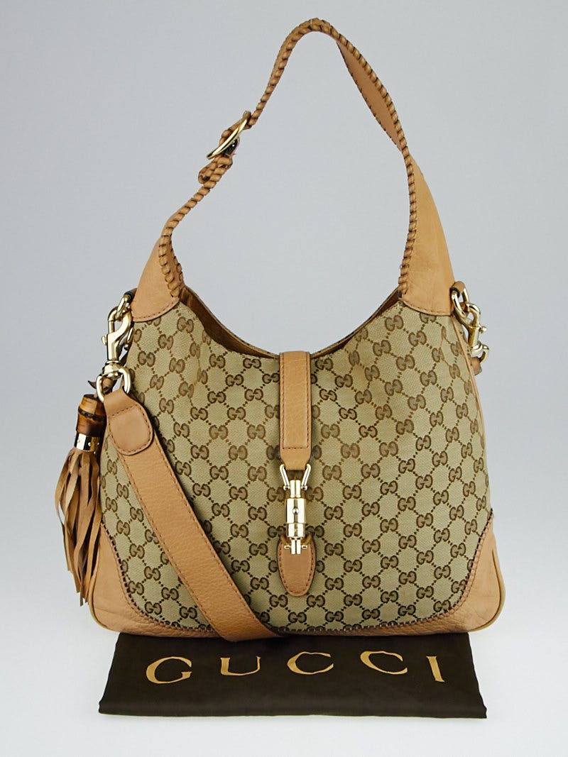 バッグ GUCCI hand bag Jackie Canvas beige Gucci Beige GG Canvas New Jackie Medium Hobo Bag | Yoogi's