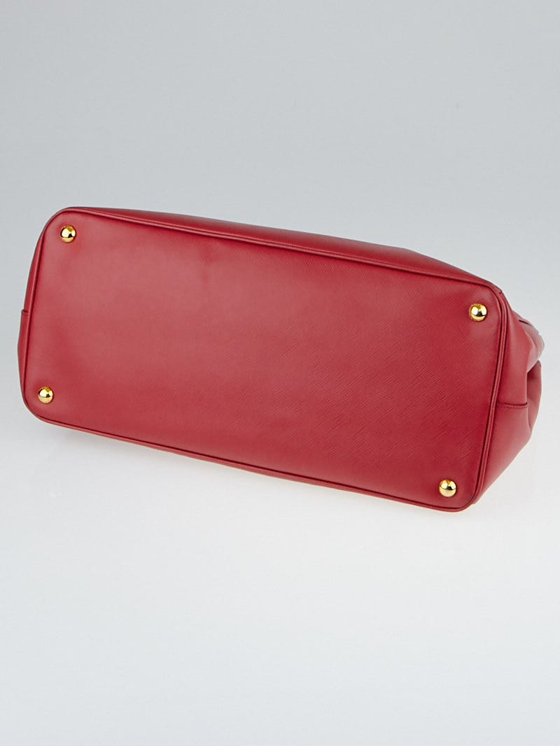 Prada Fuoco Saffiano Textured Leather Medium Double Handle Tote Bag BN2820  - Yoogi's Closet