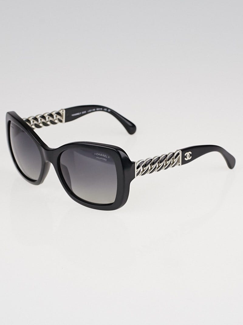 Chanel Black Square Frame Chain-Link Sunglasses-5305 - Yoogi's Closet