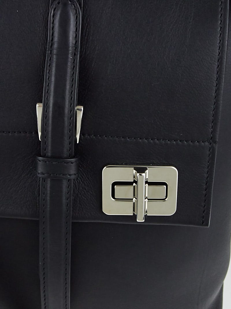 Prada Black City Calf Leather Large Flap Satchel Bag BN2790