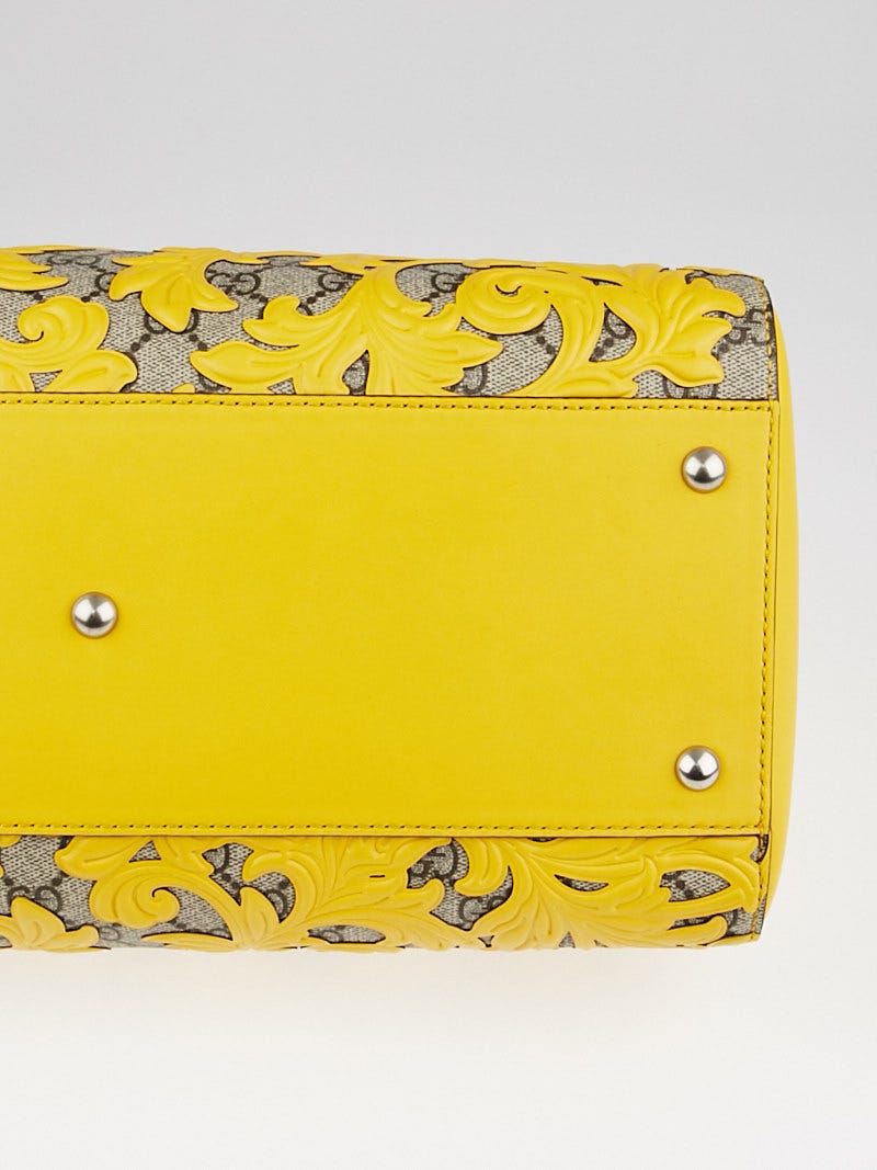 Gucci Beige/Yellow GG Coated Canvas Supreme and Leather Gucci Beige/Yellow GG Coated Canvas Supreme and Leather