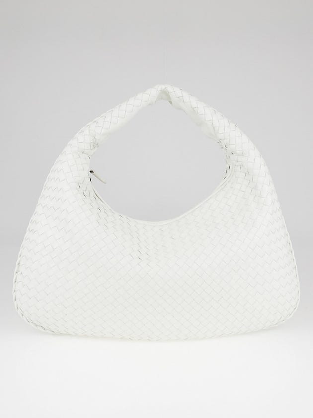 Bottega Veneta White Intrecciato Woven Nappa Leather Large Veneta Hobo Bag