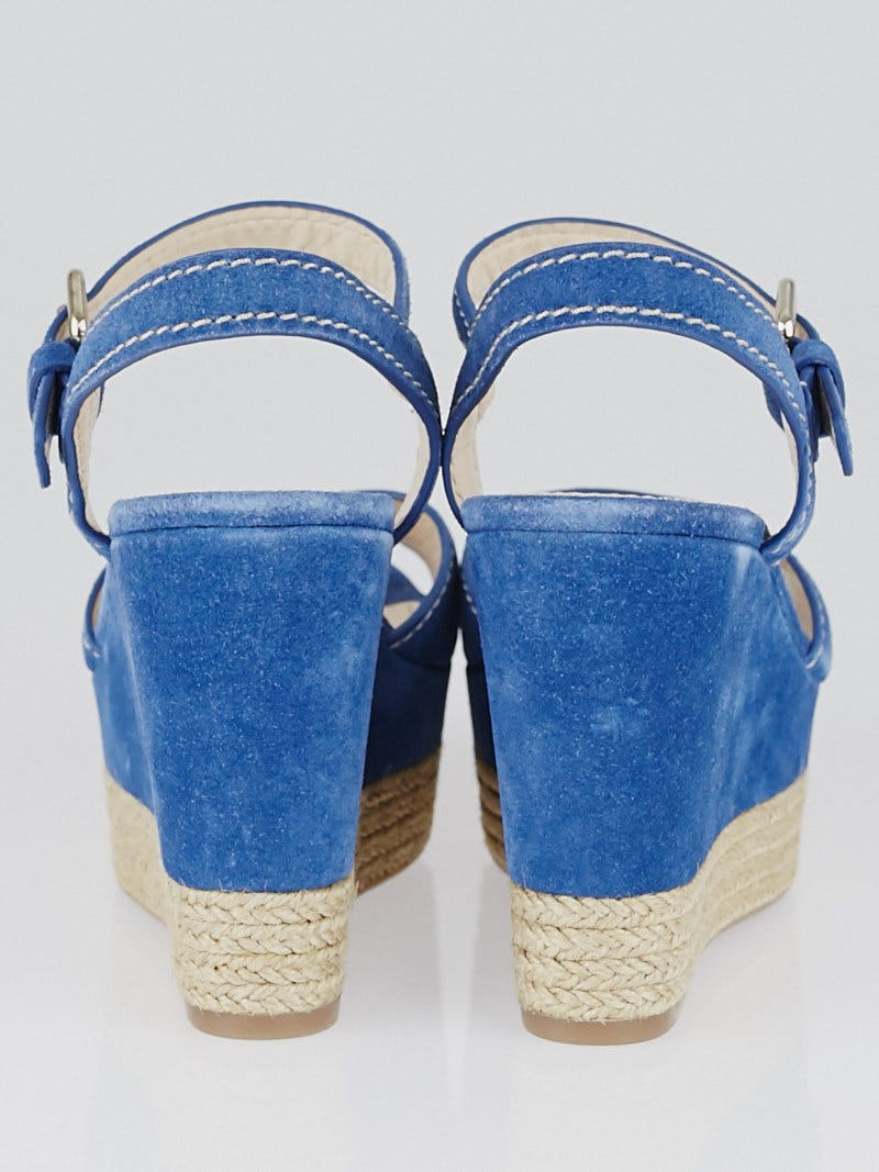 売れ筋商品お見逃しなく Prada Blue Suede Espadrille Wedge Sandals Size 6/36.5 バッグ
