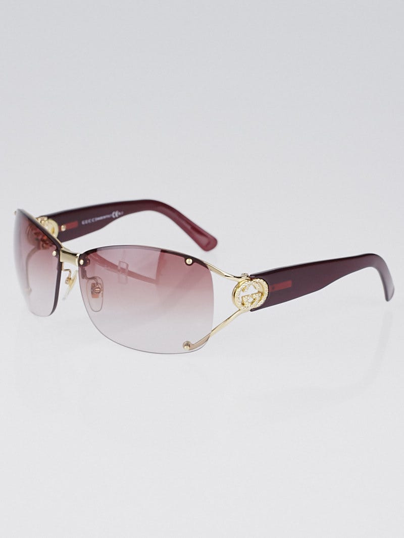 Gucci Goldtone Metal Frame Gradient Tint Crystal GG Sunglasses