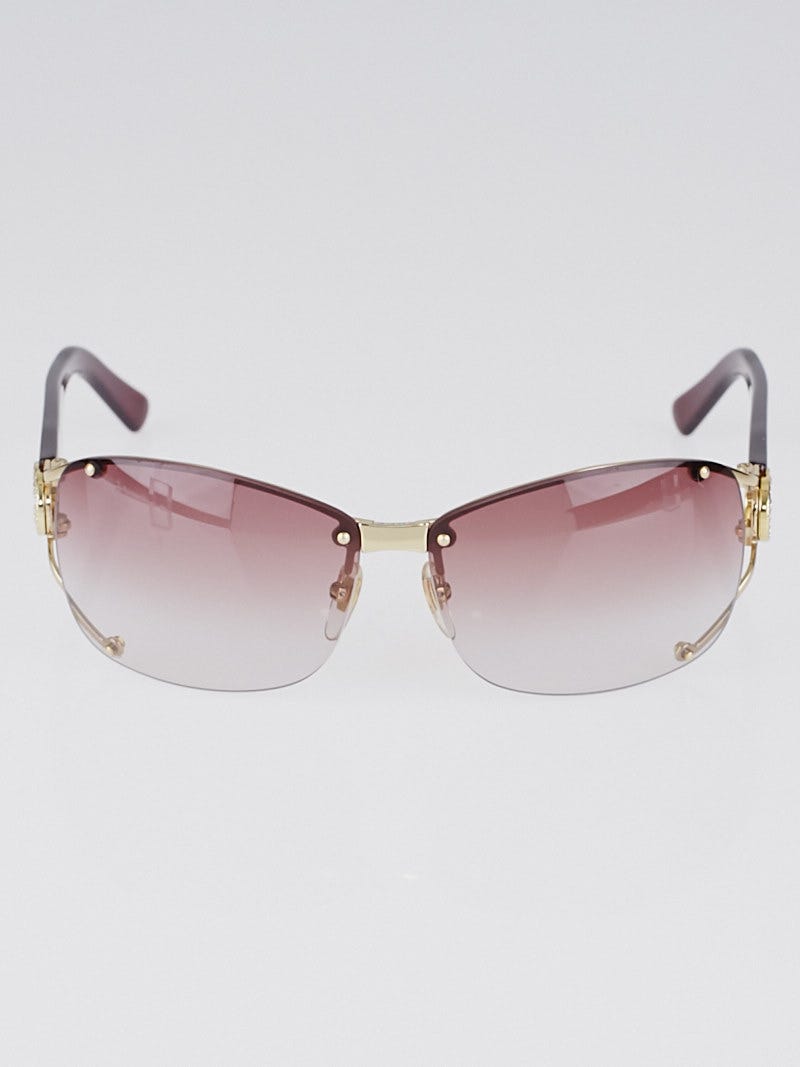 Gucci Goldtone Metal Frame Gradient Tint Crystal GG Sunglasses