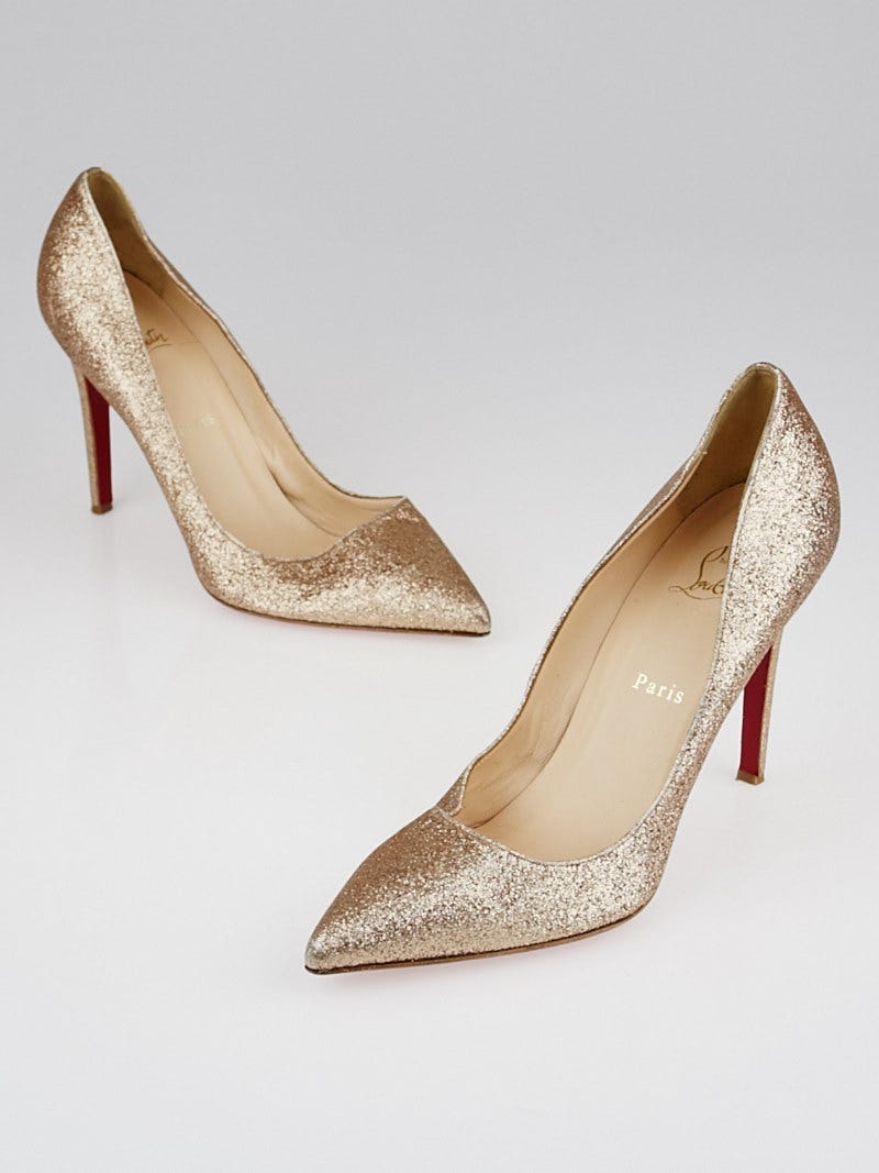 Christian Louboutin Gold Glitter Mini Pigalle 100 Pumps Size 10.5/41