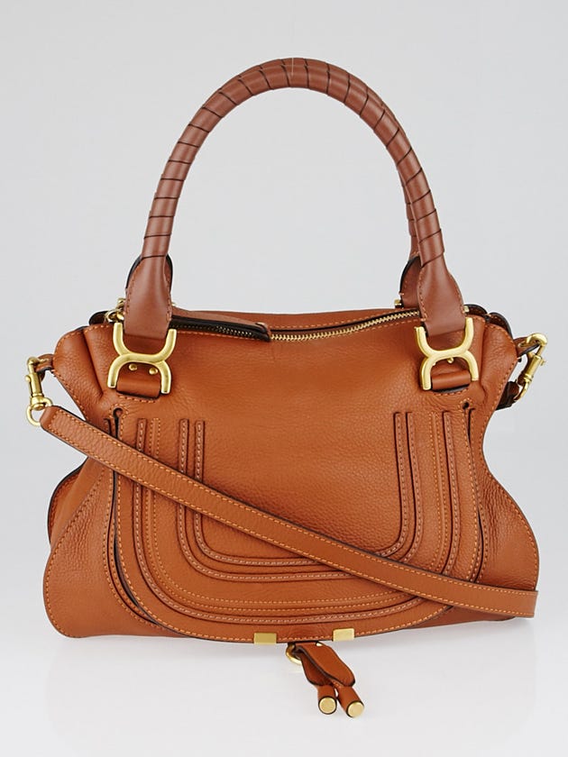 Chloe Tan Pebbled Leather Medium Marcie Satchel Bag