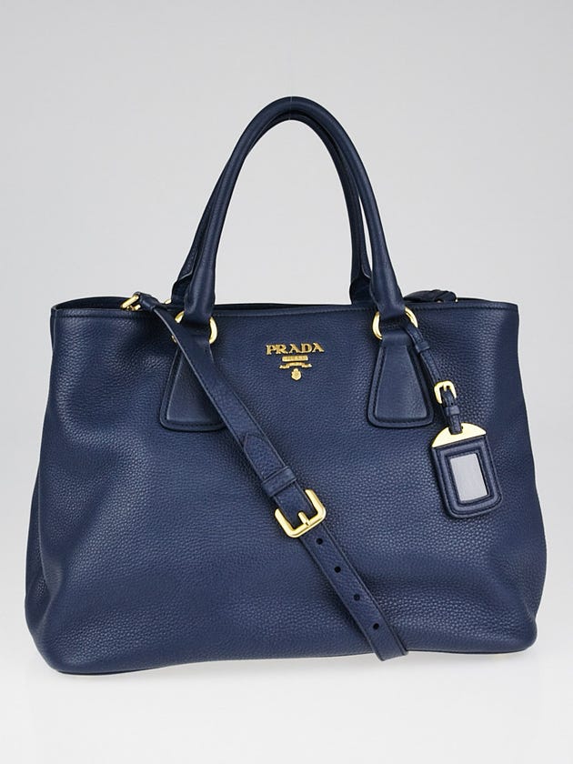 Prada Bluette Vitello Daino Leather Tote Bag