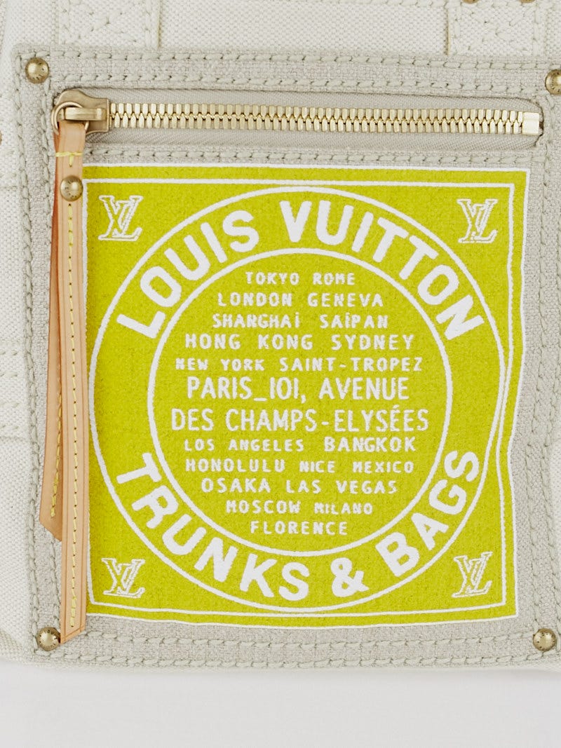 Louis Vuitton White Globe Shopper Cabas PM Yellow Cloth Cloth ref