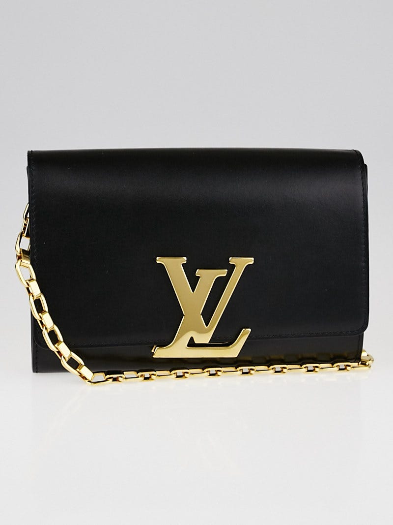 Louis Vuitton Black Box Calfskin Leather Chain Louise GM Clutch