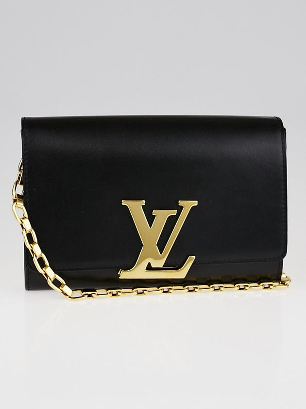 Louis Vuitton Black Box Calfskin Leather Chain Louise GM Clutch Bag
