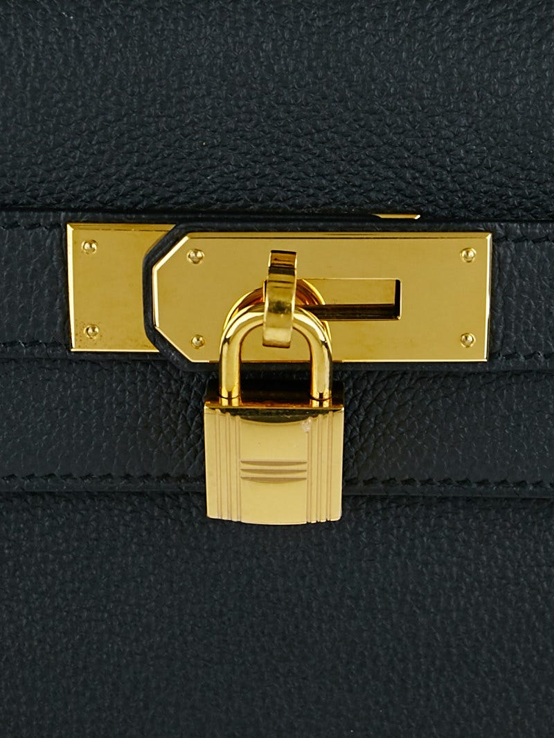 Hermes 40cm Black Togo Leather Gold Plated Kelly Retourne Bag - Yoogi's  Closet