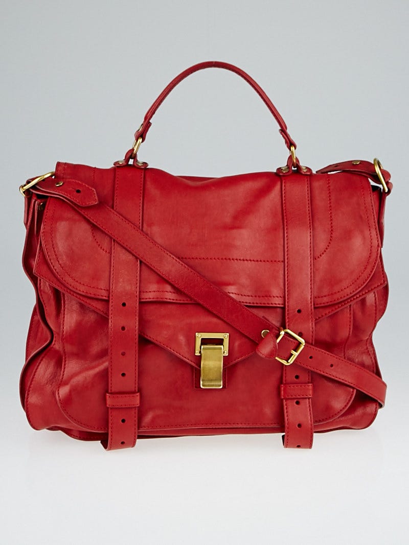 Proenza Schouler Red Leather Extra Large PS1 Satchel Bag