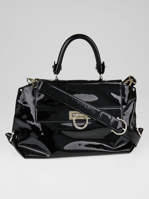 Salvatore Ferragamo Black Patent Leather Medium Sofia Bag