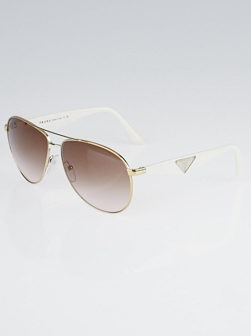 Prada Goldtone Frame Gradient Tint Aviator Sunglasses SPR53Q Yoogi s Closet