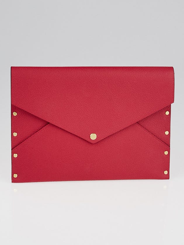 Louis Vuitton Fuchsia Calfskin Leather Rivets Enveloppe MM Clutch Bag