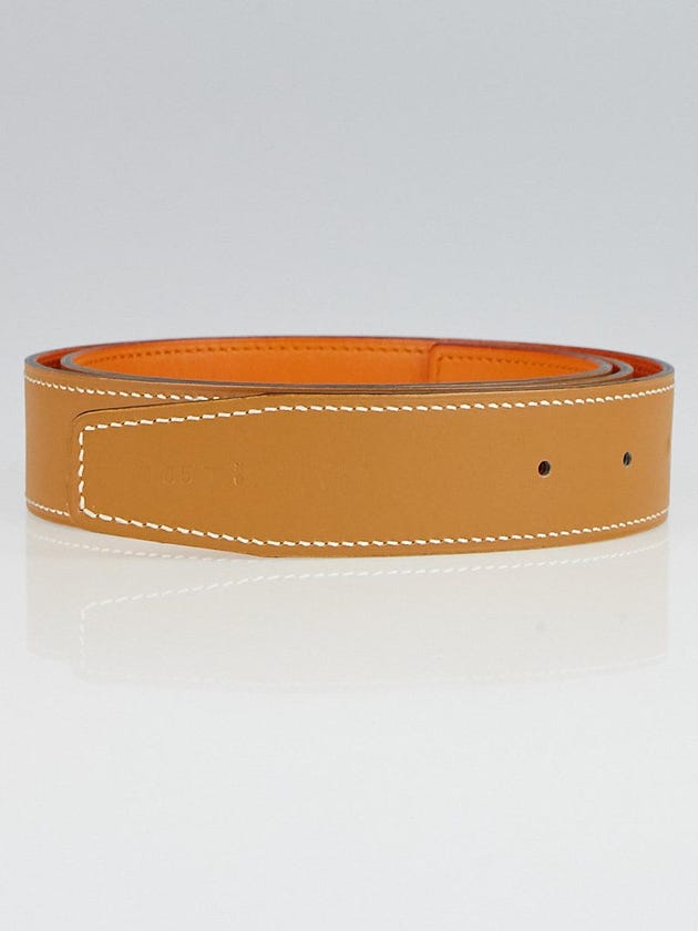 Hermes 32mm Gold/Orange Swift Leather Belt Strap Size 85