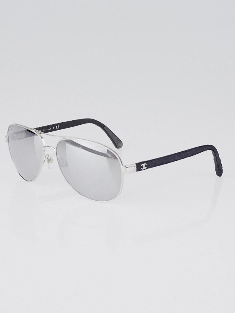Chanel Silvertone Frame Mirror Tint Aviator Sunglasses-4207 - Yoogi's Closet