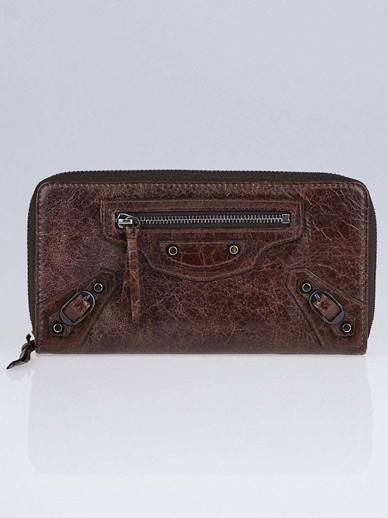 Balenciaga Castagna Leather Classic Continental Zip Around Wallet