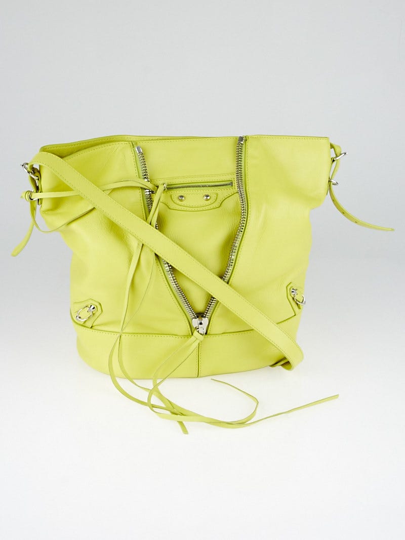Balenciaga Jaune Citron Calfskin Leather Papier Drop Bucket Bag