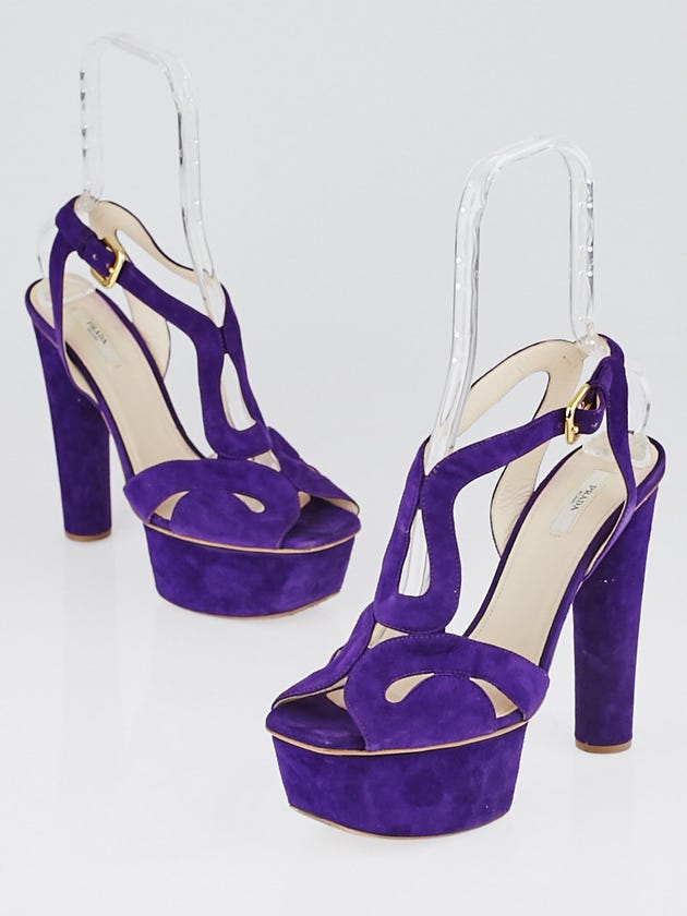 Prada Purple Suede Platform Sandals Size 10.5/41