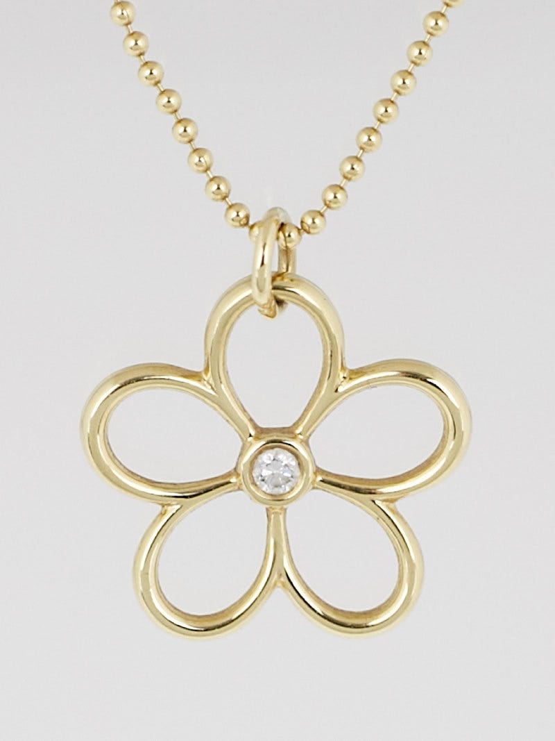 Tiffany Co. 18k Gold and Diamond Garden Flower Pendant Yoogi s