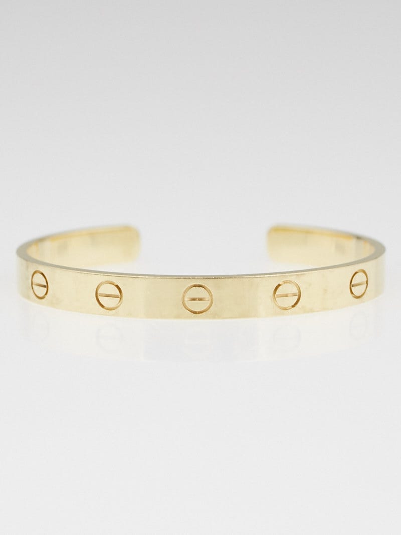 Cartier 18k Yellow Gold LOVE Open Bracelet Size 16