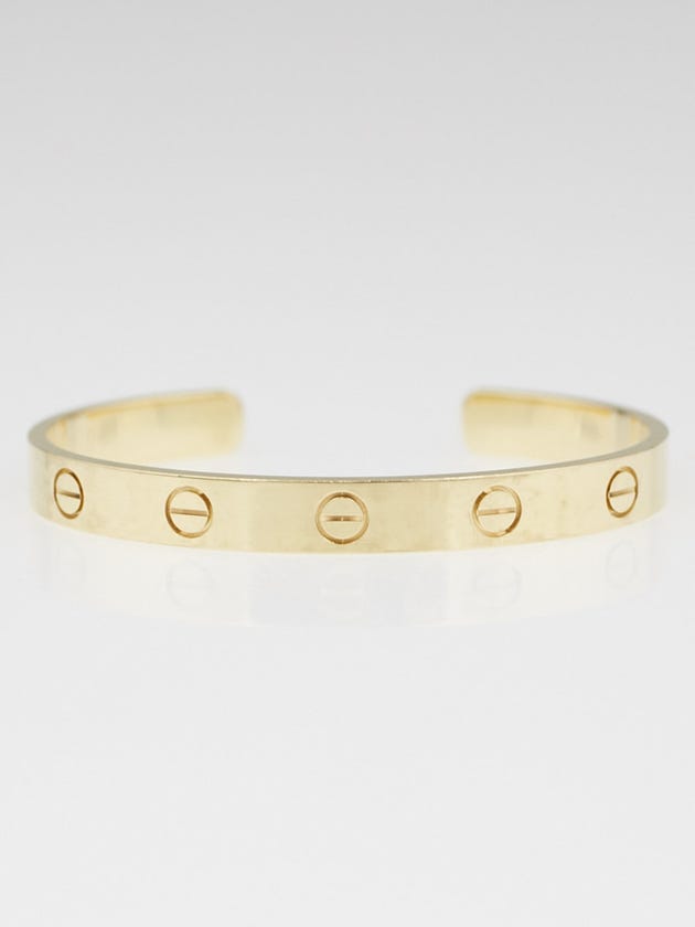 Cartier 18k Yellow Gold LOVE Open Bracelet Size 16