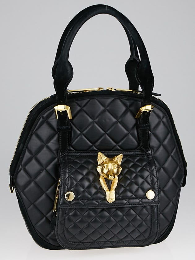Burberry Prorsum Black Quilted Nappa Leather Country Animal Orchard Bag