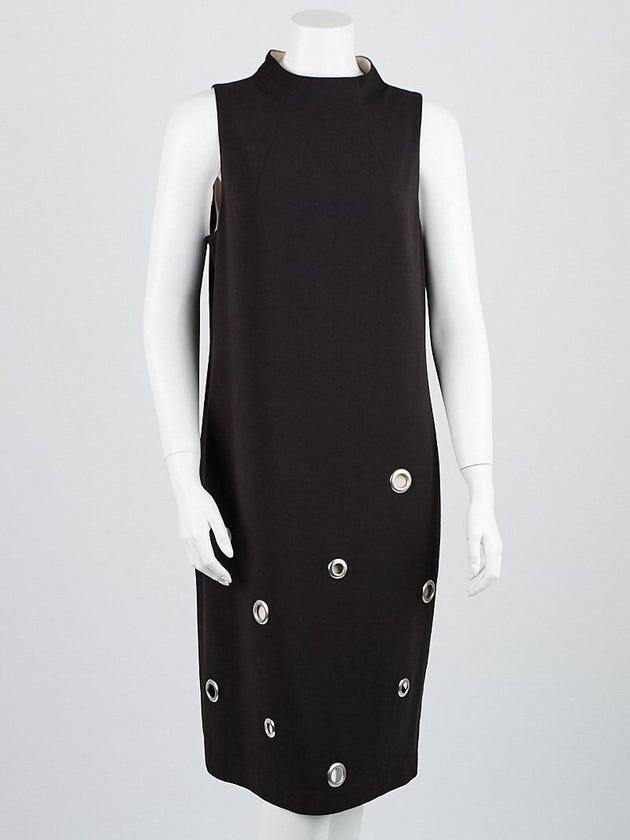 Prada Black Wool Grommet Sleeveless Dress Size 8/42
