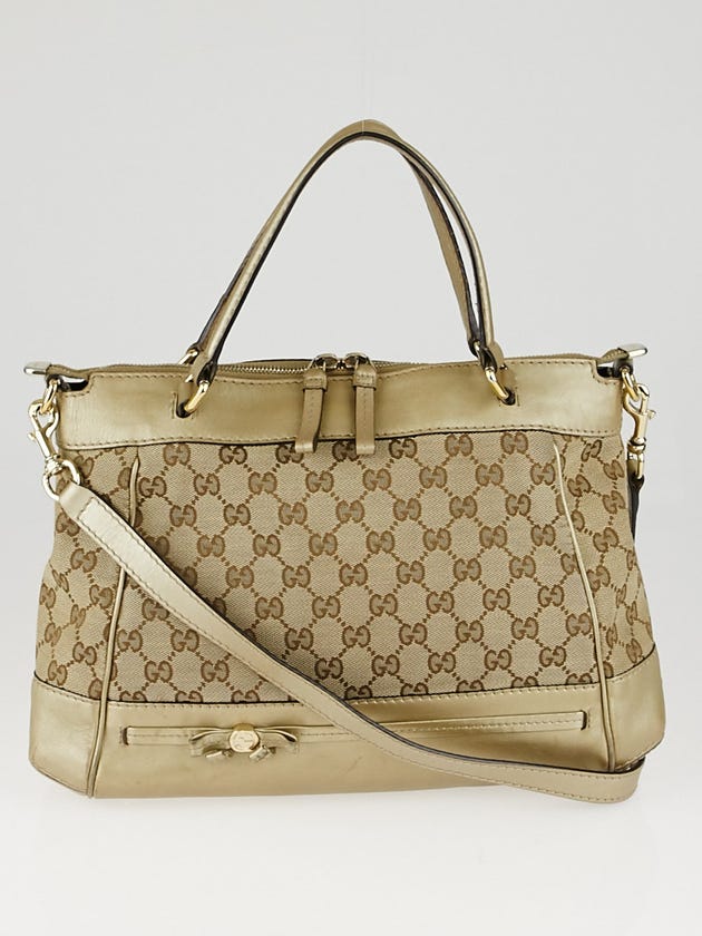 Gucci Beige/Gold GG Canvas Mayfair Bow Top Handle Bag
