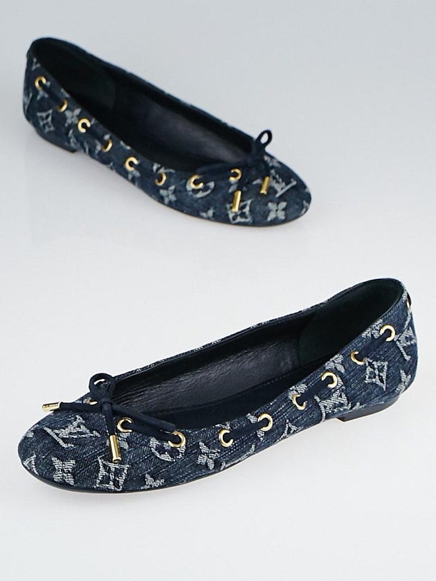 Louis Vuitton Blue Monogram Denim Ballet Flats Size 8/38.5