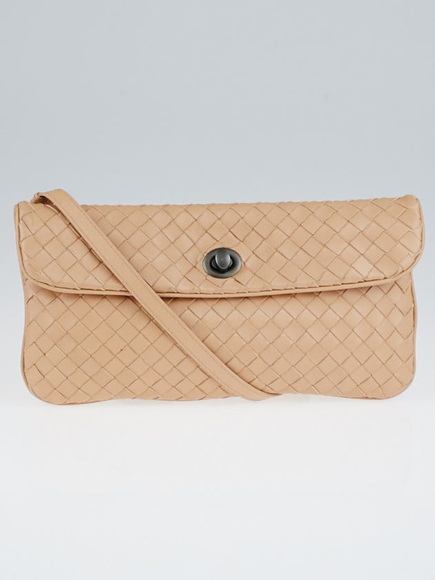 Bottega Veneta Poussin Intrecciato Woven Nappa Leather Mini Flap Turn-Lock Crossbody Bag