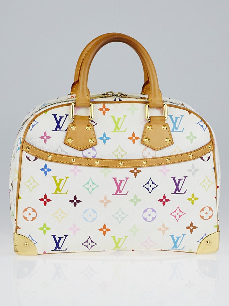 LOUIS VUITTON Monogram Multicolore Trouville Hand Bag Gold Buckle  White/Color