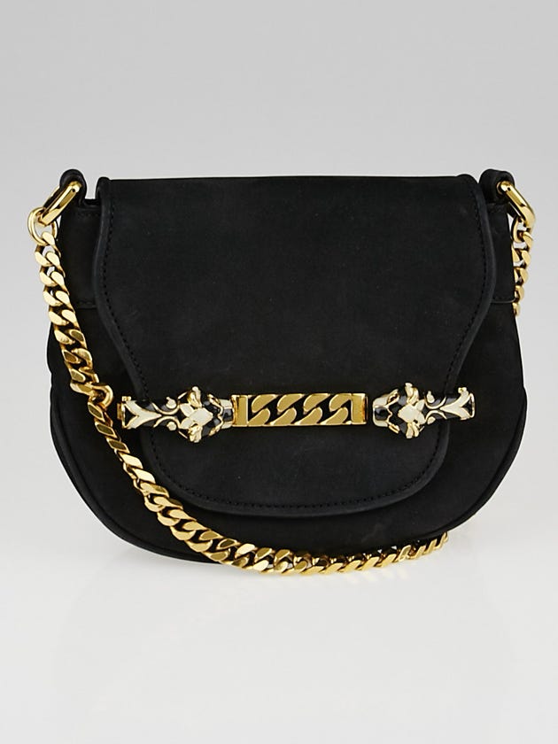 Gucci Black Nubuck Tigrette Chain Small Shoulder Bag
