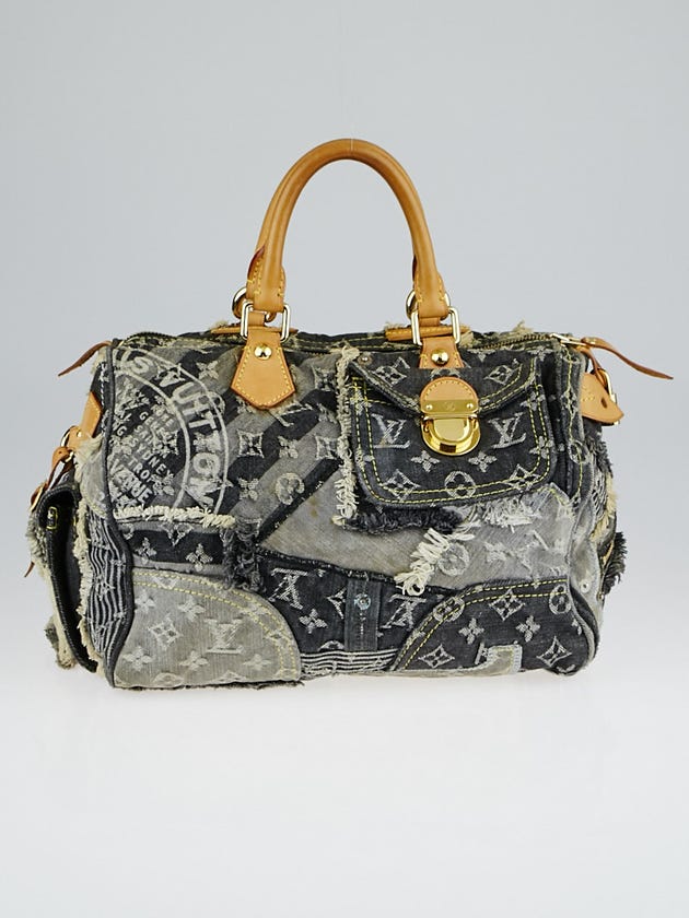 Louis Vuitton Limited Edition Grey Denim Monogram Denim Patchwork Speedy Bag