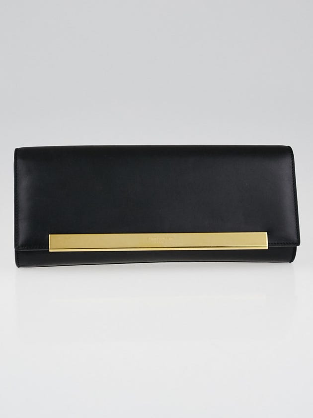 Yves Saint Laurent Black Smooth Calfskin Leather Lutetia Flap Clutch Bag