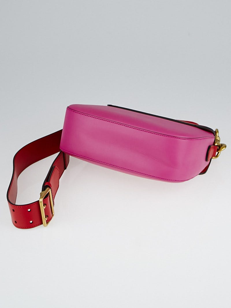 Gucci Pink/Red Smooth Calfskin Leather Medium Lady Web