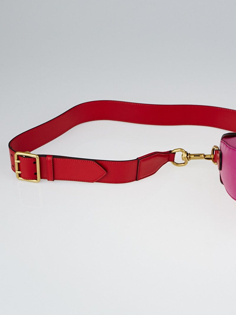 Gucci Pink/Red Smooth Calfskin Leather Medium Lady Web